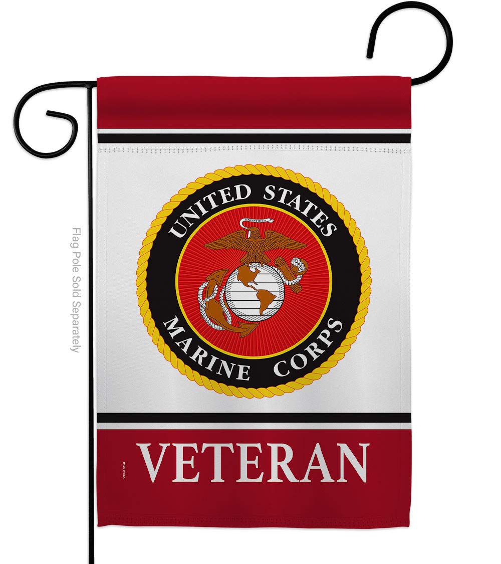Marine Corps Veteran Garden Flag - Armed Forces USMC Semper Fi United State American Military Retire Official - House Decoration Banner Small Yard Gift Double-Sided Made In USA 13 X 18.5