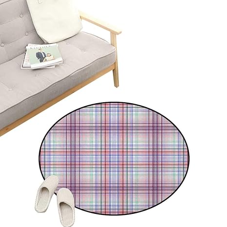 Amazon Com Checkered Non Slip Round Rug Thin Geometric