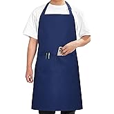 Syntus Adjustable Bib Apron with 2 Pockets Cooking Kitchen Aprons for Women Men Chef