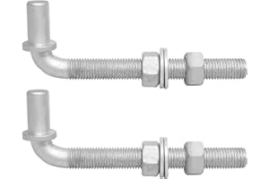 Wulankd 2Pcs 6 inch Heavy Duty J-Bolt Gate Hinge with 5/8" for Chain Link Fence, Galvanized Steel Post Gate Hinges for Farm Gate Hardware, Nuts & Washers Included