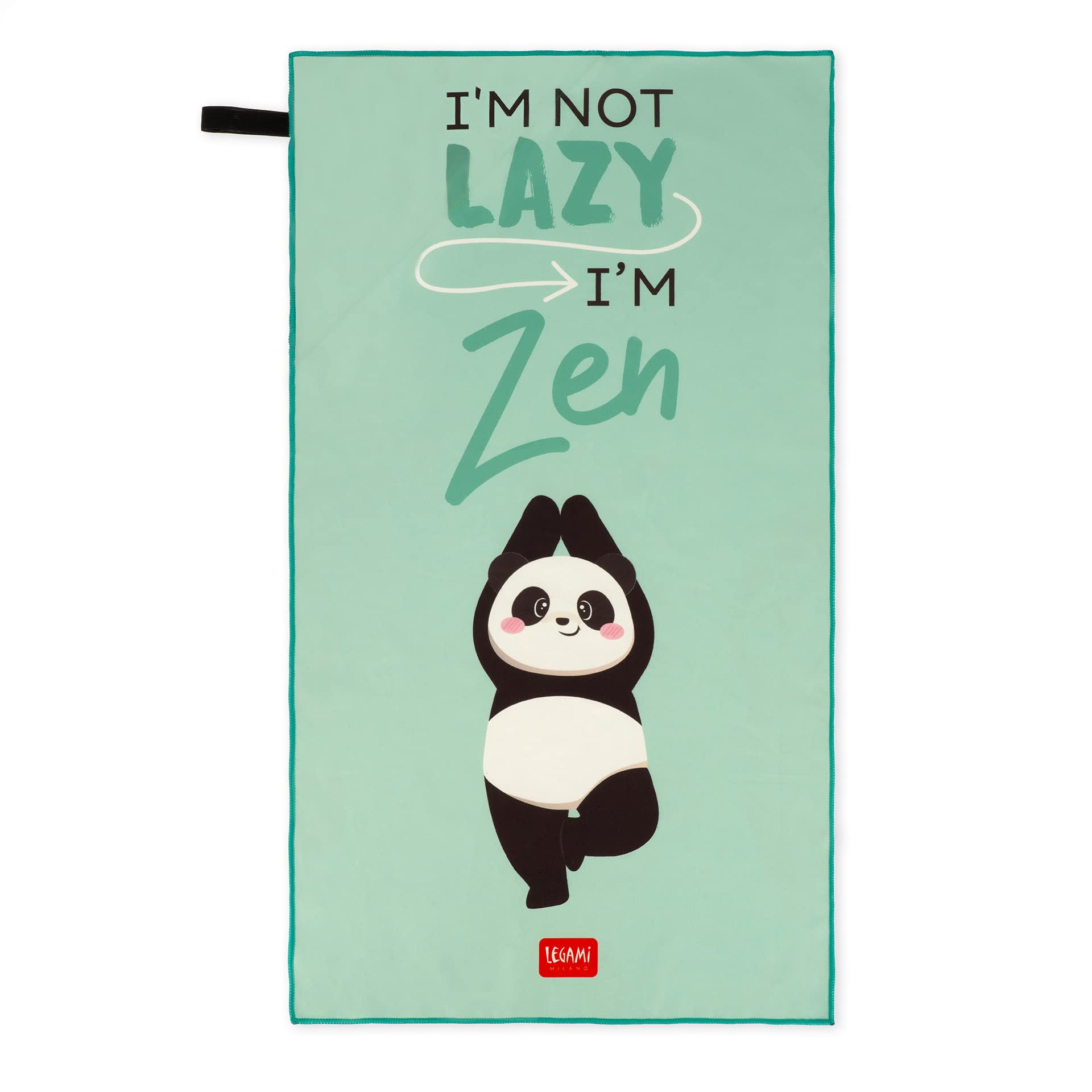 Legami - Gym Towel Microfiber Zip Pocket Elastic Compact Quick Dry Absorbent Lightweight Sports Towel 45x80cm Panda One Size