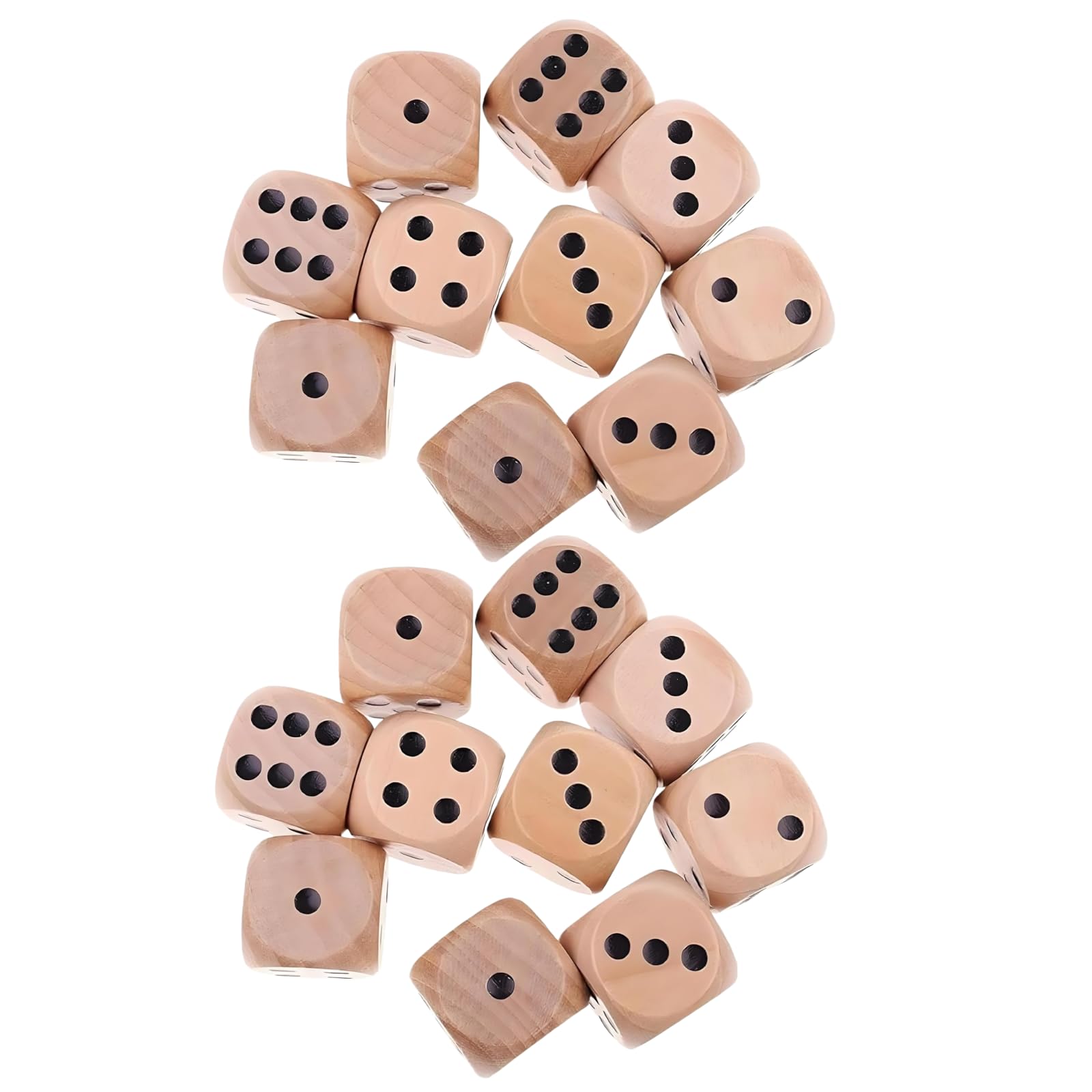 20Pcs Wooden D6 Dice Set, 20mm Round Corner, 6 Sided Gaming Dice for Adults Standard Game Dice
