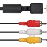 Azduou PS2 RCA Adapter Cable Composite Audio Video TV Cord PS1 AV Cable（Support PS1，PS2） 6Ft
