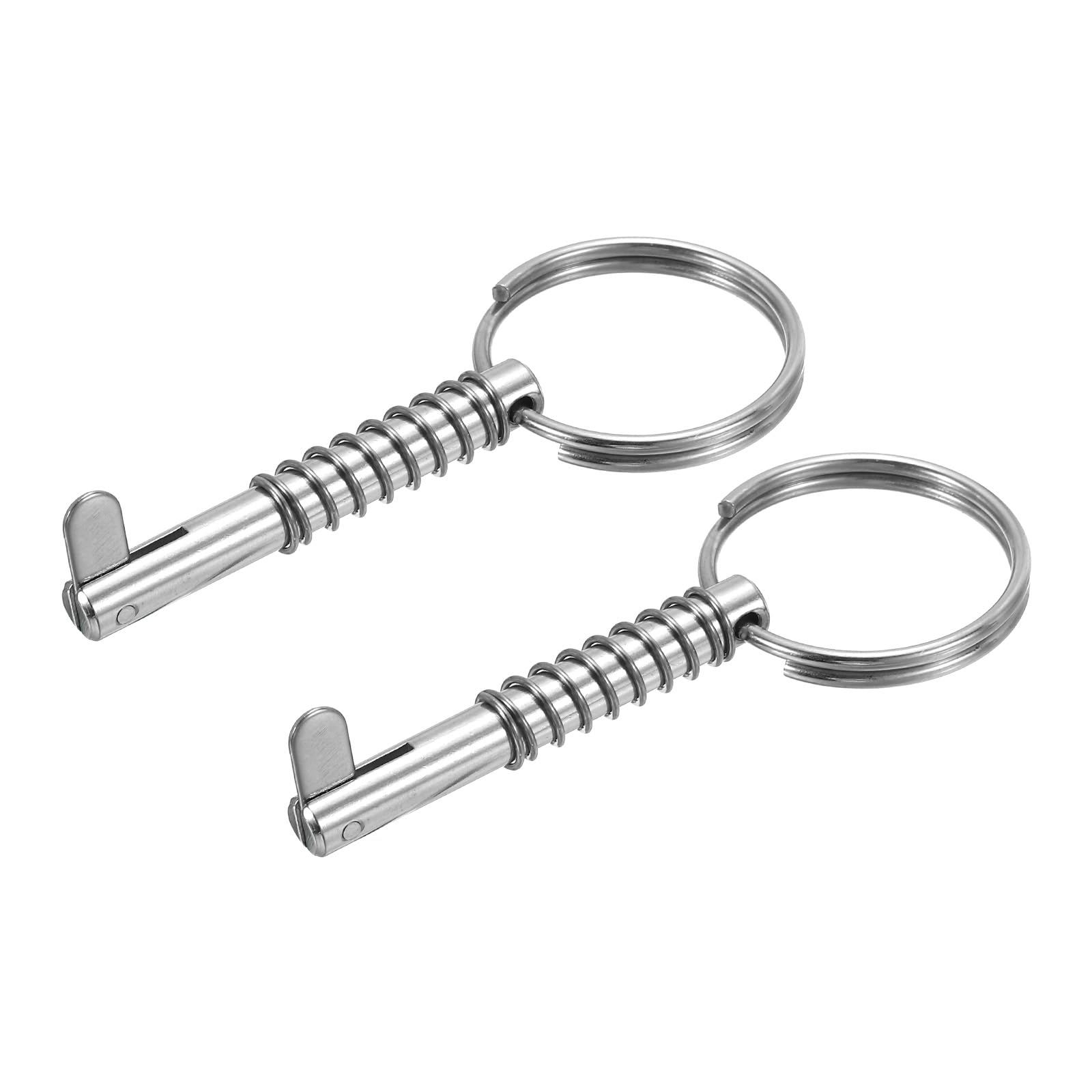 PATIKIL 316 Stainless Steel Quick Release Pin 2 Pack Bimini Top Pin Usable Length 1.6", Total Length 2", Dia 0.25" Boat Marine Hardware with Drop Cam & Spring for Deck Boat Bimini Top