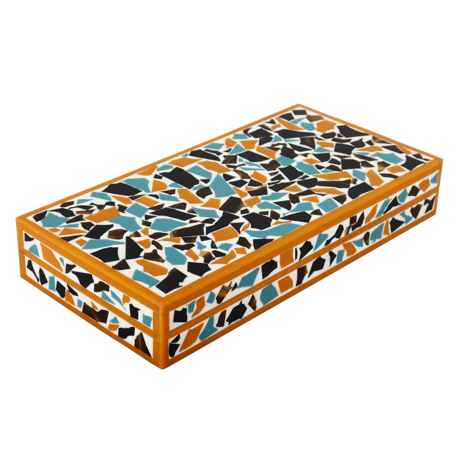 Handicrafts Home Large Decorative Storage Box 12x6– Coffee Table Organizer Box, Modern Home Décor Accent, Keepsake Memory Box, Jewelry Storage Box, Boho Decorative Box with Lid for Shelf, Mantle Decor