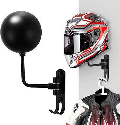 Olymajy Helmet Stand Wall Mounted Rotatable Hat Rack Motorcycle Hard hat
