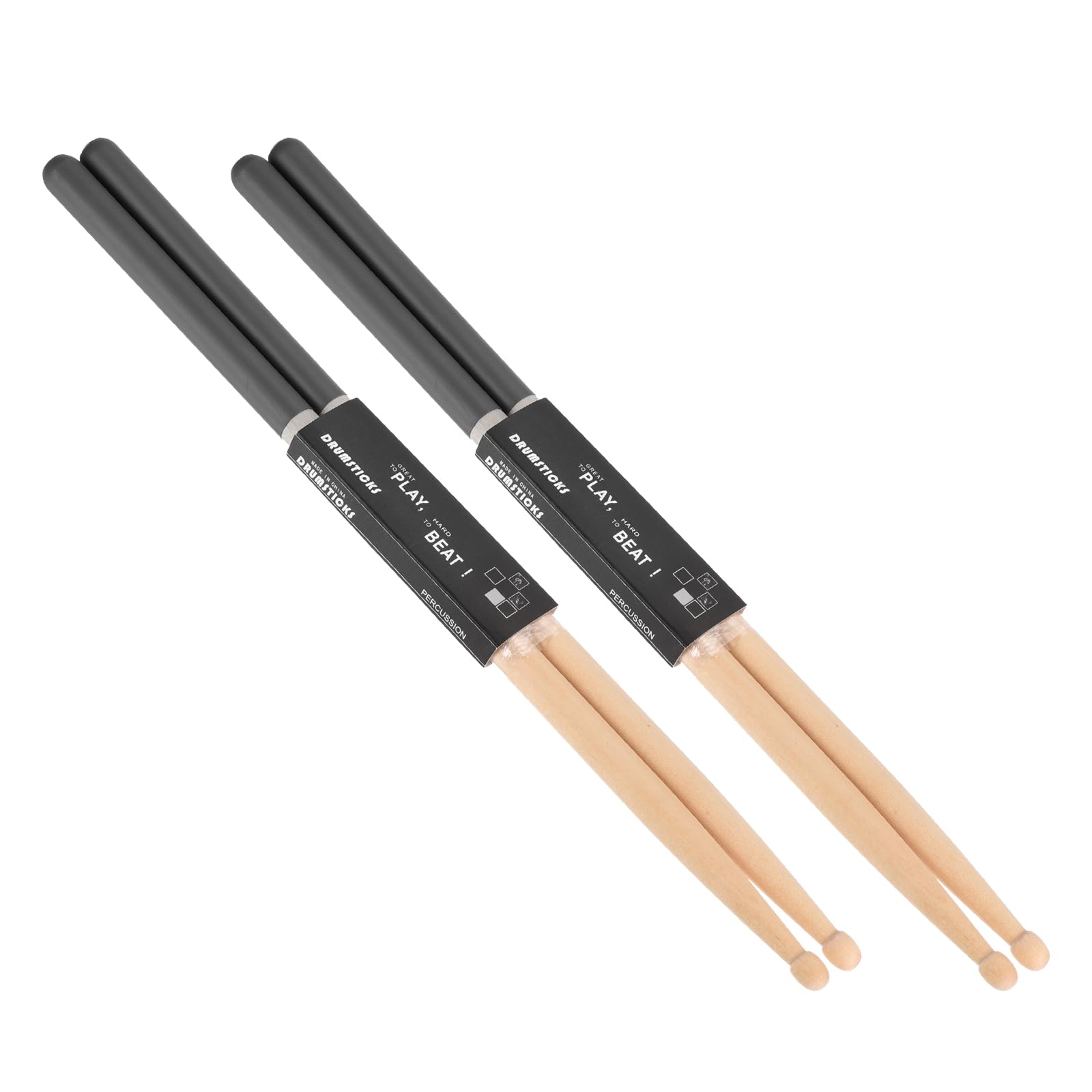 PATIKIL Maple Wood Drumstick 5A Anti Slip Handle Grips Drum Stick Black for Drumming Musical Instrument Percussion, 2 Pair