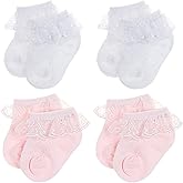 BQUBO Baby Girls Socks Eyelet Ruffle Lace Sock Newborn/Infant/Toddlers/Kids Frilly Dress Sock for Baby Girl