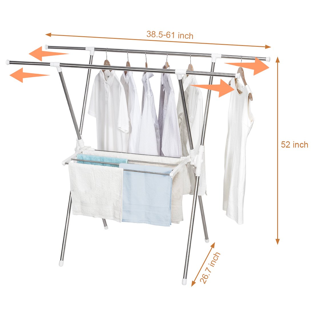 STORAGE MANIAC Expandable Clothes Drying Rack Heavy Duty Stainless