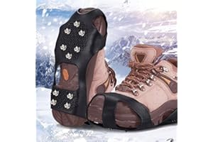 Winter Anti-Slip Ice & Snow Grippers for Shoes - Easy On/Off Rubber Crampons Traction Cleats for Winter Safety Walking