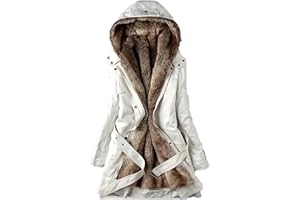 cllios Women's Warm Winter Jackets Fleece Lined Parka Coat Faux Fur Hooded Jacket Outdoor Outerwear Ski Snow Jacket Plus Size