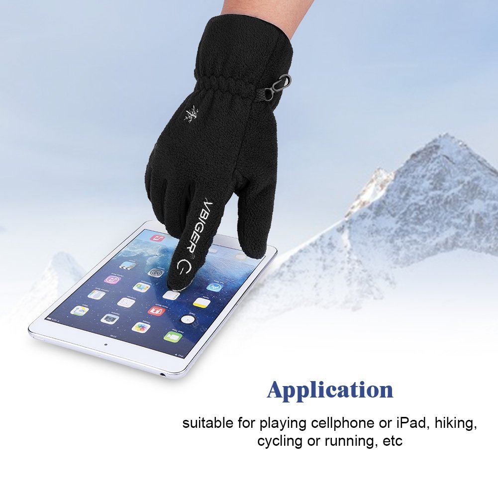 Vbiger Touchscreen Handschuhe Fleece Handschuhe Winterhandschuhe Warme Handschuhe Sporthandschuhe, Schwarz, XL