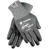 MCR Safety N9676GL Ninja Work Gloves, Large, Gray, Salt And Pepper, 1-Pair | 10-Gauge construction, HPPE - diamond Dyneema / synthetic, smooth finish bi-polymer coating, ANSI cut A3, knit wrist