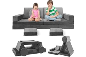 MYSTER LOCOMO Modular Kids Play Couch 18pcs Toddler Floor Sofa, Sectional Couch for Children Bedroom and Playroom Furniture for Playing, Creativing, Convertible Foam and Floor Cushion for Boys and Girls