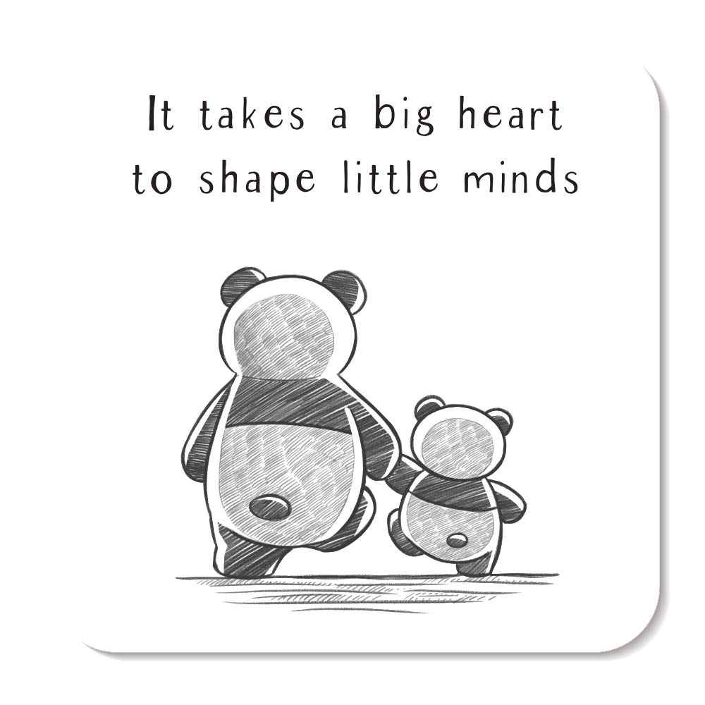 It Takes A Big Heart to Shape Little Minds Panda Teacher Coaster by Rors and Wren | Thoughtful Gifts Thank You Nursery Presents Miss 9cm