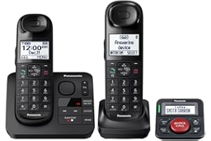 Panasonic Expandable Cordless 2 Phone Answering System with Talking Caller ID Bundle with Call Blocker for Landline Phones