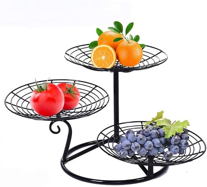 Cesta de Frutas Cuencos de Frutas de encimera de Metal de 3 Niveles