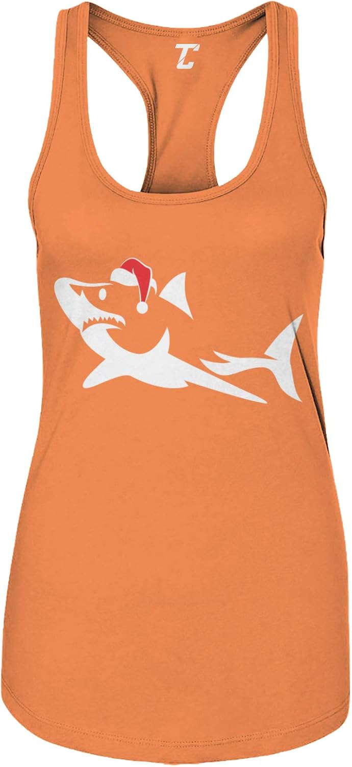 Christmas Shark Silhouette - Xmas Santa Claus Women's Tank Top