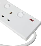 PRO ELEC 6 Gang Extension Lead 1m White Individually Switched Sockets UK Plug view 4