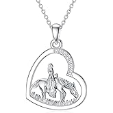 Diamond Horse Necklace for Women 925 Sterling Silver Animal Heart Pendant Necklace Jewelry Gift Horse Lover