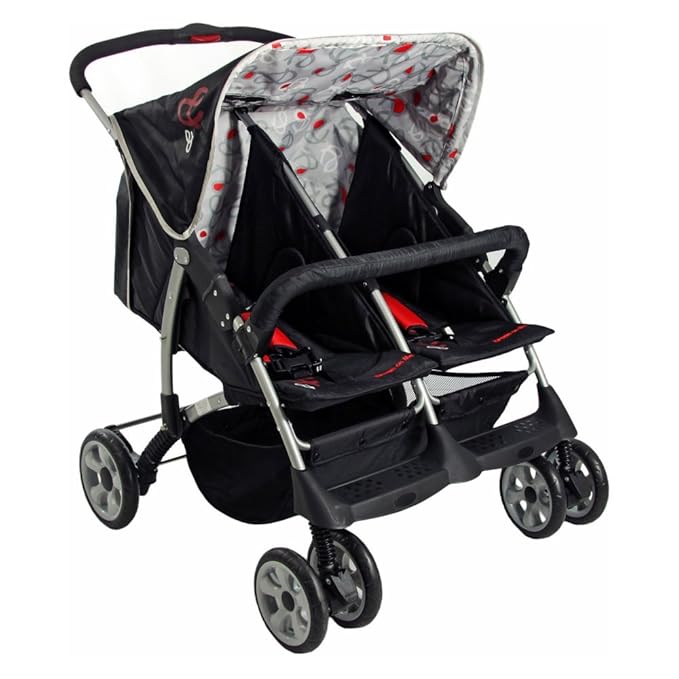 Dream On Me Side by Side Double Stroller, Navy Blue