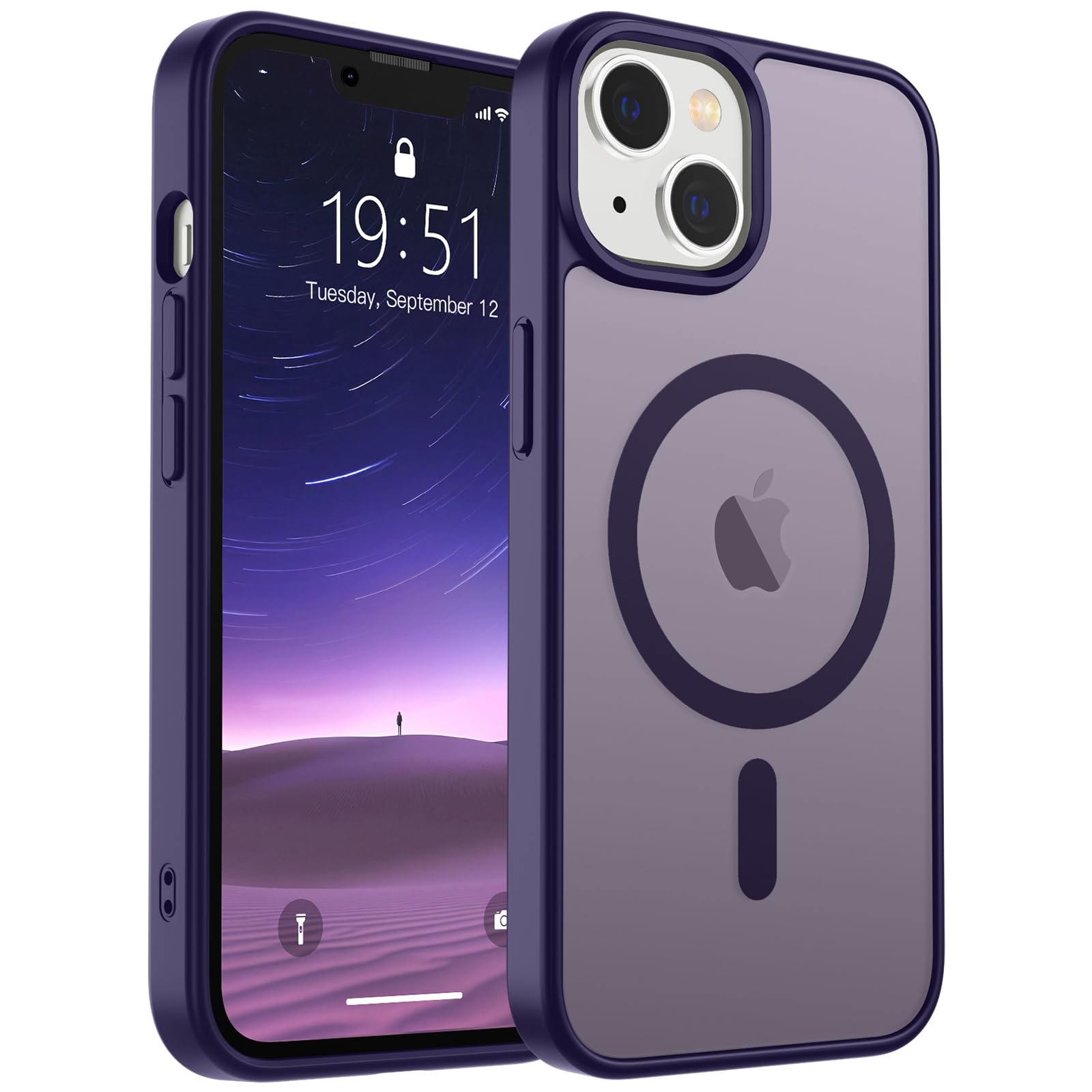 Photo 1 of SUPFINE Magnetic for iPhone 14 Case & iPhone 13 Case (Compatible with MagSafe) (Military Grade Drop Protection) Slim Translucent Matte Shockproof Phone Cover,Dark Purple