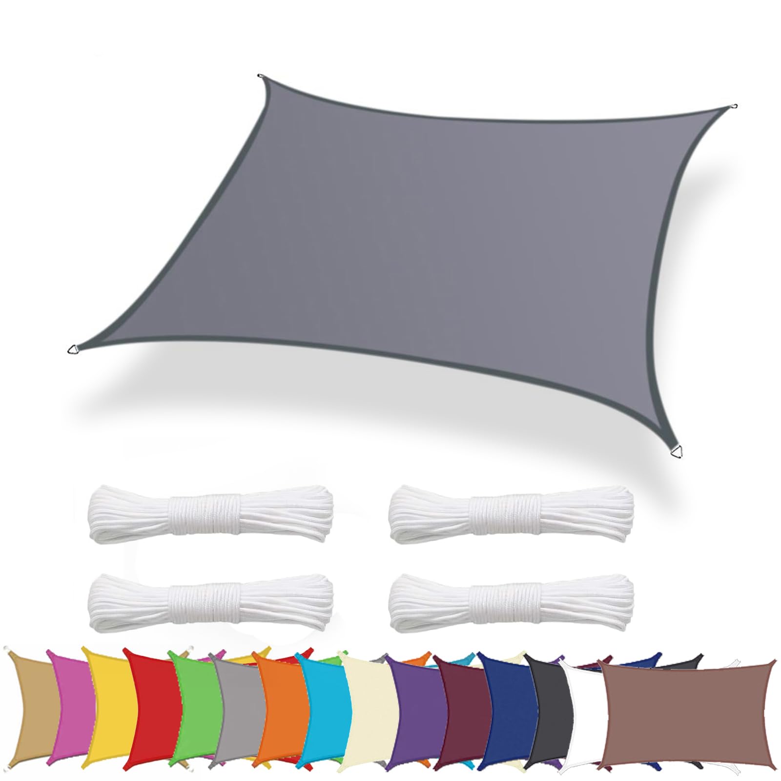 Lingle888 Sun Shade Sail Garden Patio Awning Canopy Sunscreen 98% UV Block Custom 10 Colour 21sizes (2x2, Grey)