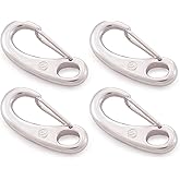 SHONAN Flag Clips for Flagpole Rope, Marine Grade Wire Gate Carabiners, Boat Fender Clips, 4 Pack Stainless Steel Snap Hooks for Ropes, Keychain, Dog Leash