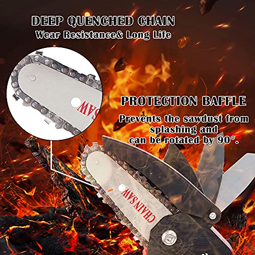 Mini Chainsaw, 4 Inch Cordless Electric Power Chainsaw, 24V 1500mAh Rechargeable Battery, One-Hand Portable Chainsaw with Security Lock for Tree Trimming and Branch Wood Cutting