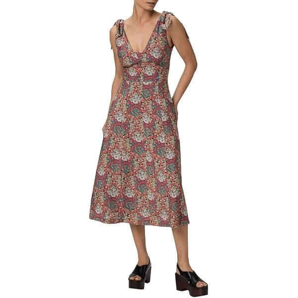 spring summer midi dresses Embroidered Lace Trim Midi Dress