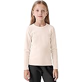 Resinta Girls Basic Long Sleeve Crew Neck Top Kids Layering Tees Casual Soft Solid Pullover T-Shirts 2-14 Years