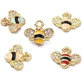 LiQunSweet 40 Pcs 4 Colors Enamel Mini Bees Charms Crystal Rhinestone Honeybee Animal Charm for Jewelry Making