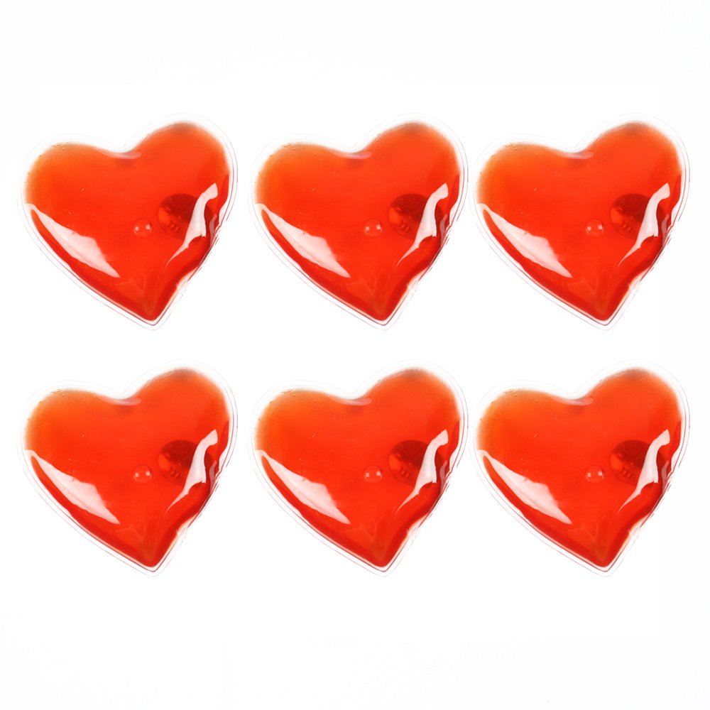 eBuyGB Pack of 6 Reusable Instant Gel Hand Warmer (Red Heart)