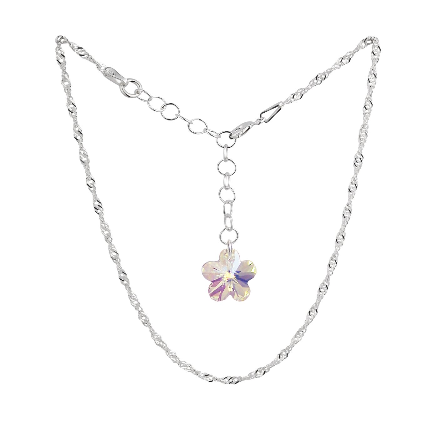 Schöner SD Anklet 925 silver with blossom cut crystal