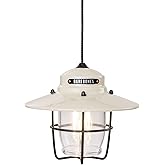 Barebones Outpost Pendant Light - Vintage White, Weather-Resistant USB-C LED Lantern with Dimmable Coiled Edison Filament, 10.5' Braided Cord, Rustic Outdoor Lighting for Patio, Porch and Backyard