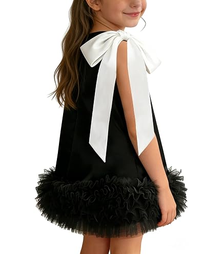 formal girls black and white dress Amy's Closet Pearl Bling Sparkle Flowy Layered Tie Back 16: Clothing, Shoes & Jewelry lace applique bridal gown