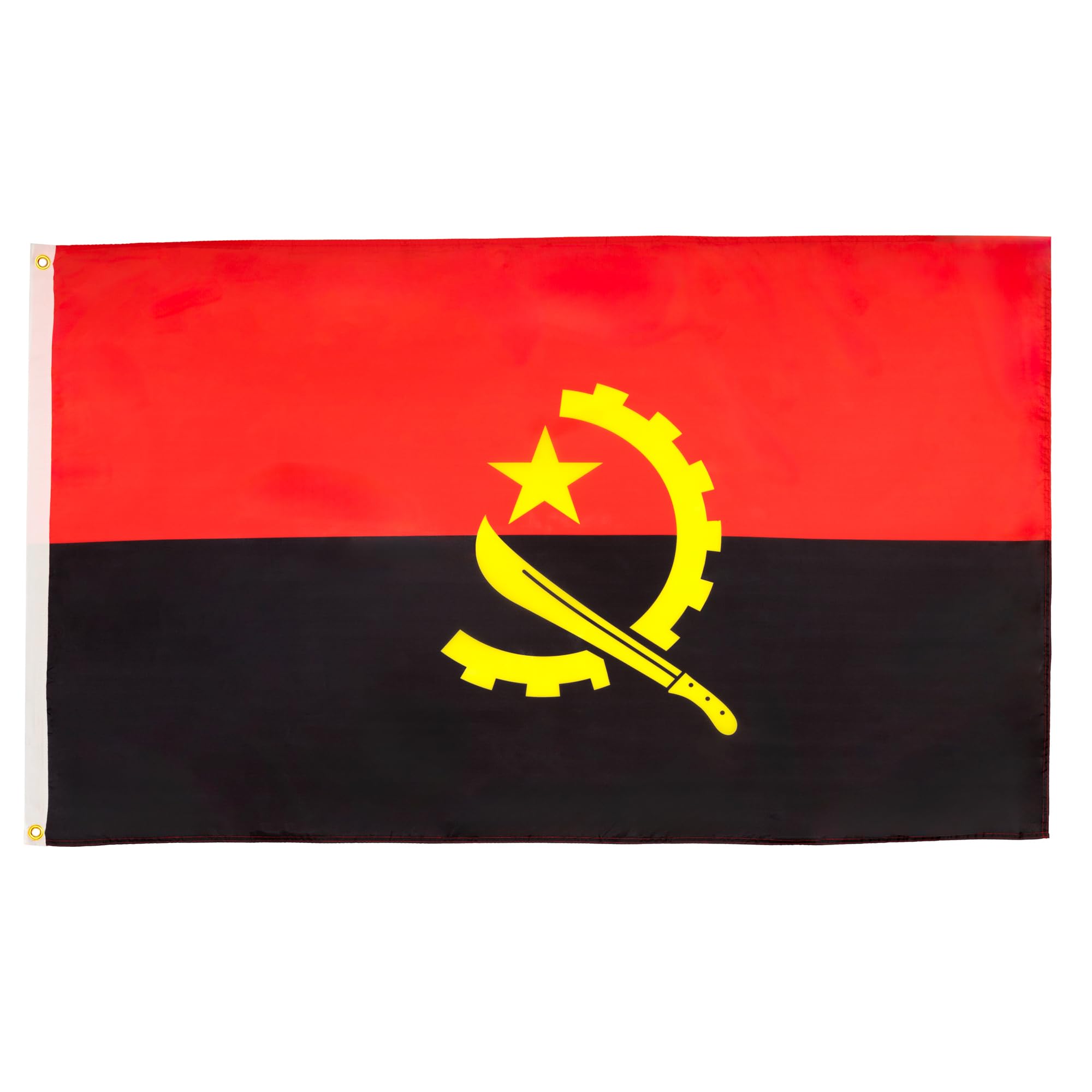 AZ FLAG - Angola Flag - 3x5 Ft - Light Polyester Angolan Banner with Two Brass Eyelets - Fade Resistant - Vivid Colors - 3' x 5' Feet - 150x90 Cm