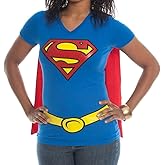 DC Comics Supergirl Glitter Logo Juniors Costume Cosplay Cape T-Shirt - Superman