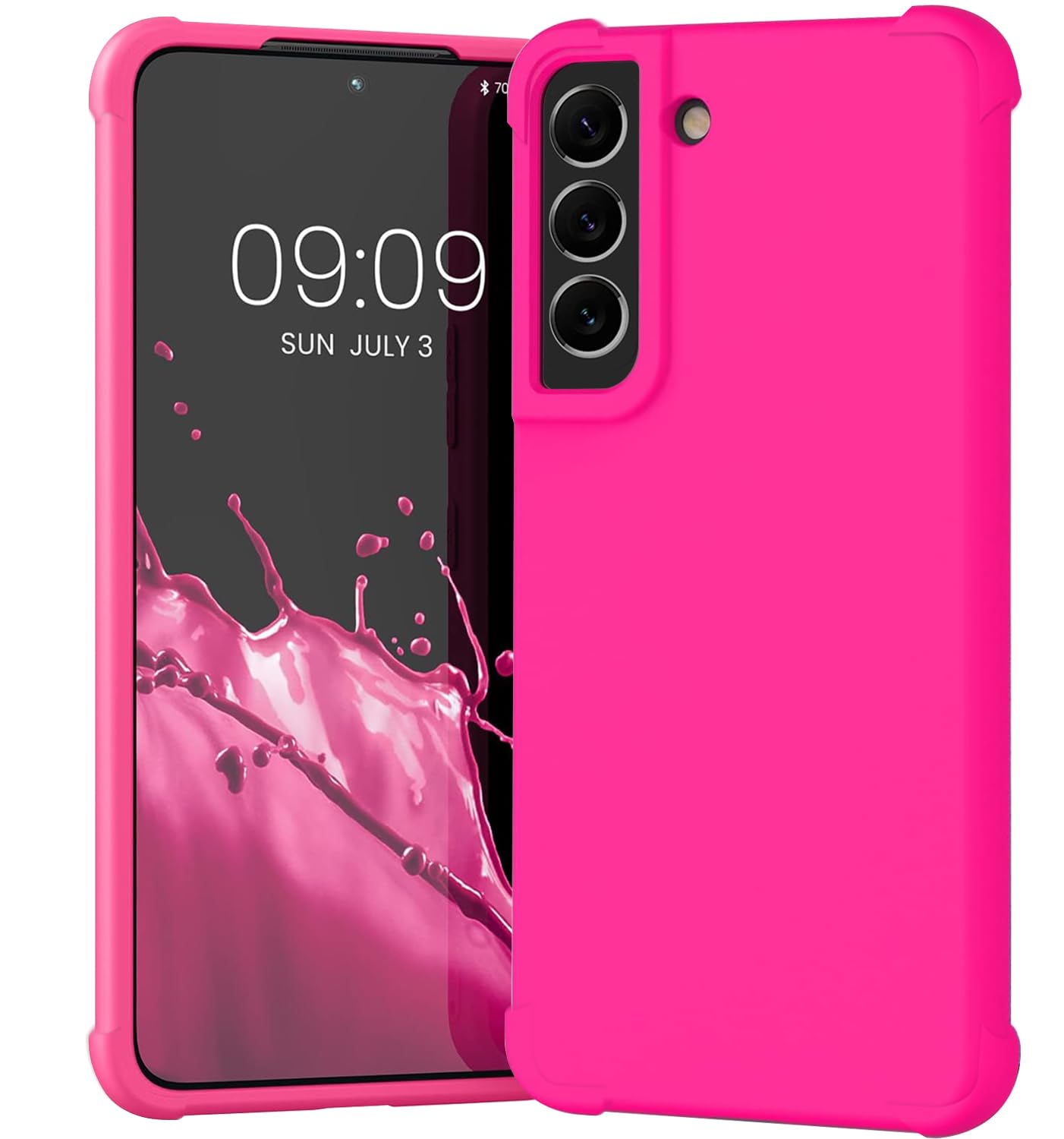 Photo 1 of KIOMY Neon Hot Pink Case for Samsung Galaxy S22 5G Shockproof Bumper Protective Cover with Airbags Corners Silicone Bright Vibrant Solid Color
