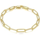 MELELIFE 14K Gold Bracelets for Women Non Tarnish Bracelet for Men Paperclip Gold Chain Bracelets 5 Sizes 6.5in-9in Excellent for Stacking and Present