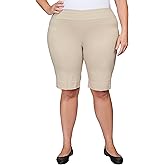 Ruby Rd. Womens Womens Plus-Size Mid-Rise Pull-on Straight Solar Millennium Tech Short with Side Splits