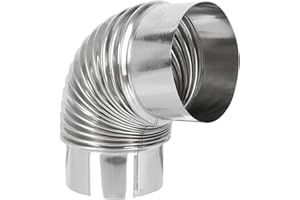 Chimney Exhaust Flexible Exhaust Tubing Metal Flue Stove 3 Inch Kitchen Vent Hose Elbow Heating Stove Household Silver Access