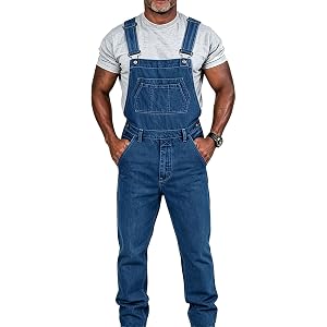 Rkwins Mens Overalls Denim Regular Fit Work Jumpsuit with Adjustable Strap | Denim Overalls for Men Big and Tall , Mens Jumps