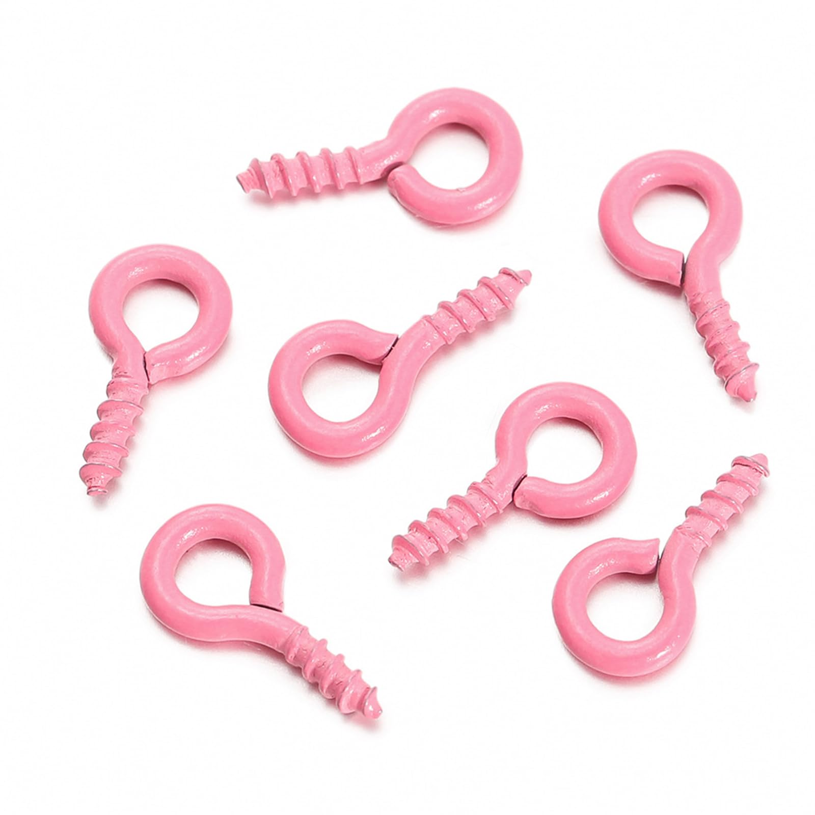 1 Pack Eye Bolts Screw,(About 100PCS),Metal Goat's Eye Screws,5 * 10mm Chrome Plated Eye Bolts,Mini Screw Eye Pin For for DIY Jewellery Making Pink