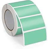 FINDAT Green Thermal Labels 1 × 2 Inch Vinyl Rectangular Waterproof Direct Printer Sticker Self-Adhesive Perforated Name Tag for Logo DIY QR Design Office Address 500 PCS