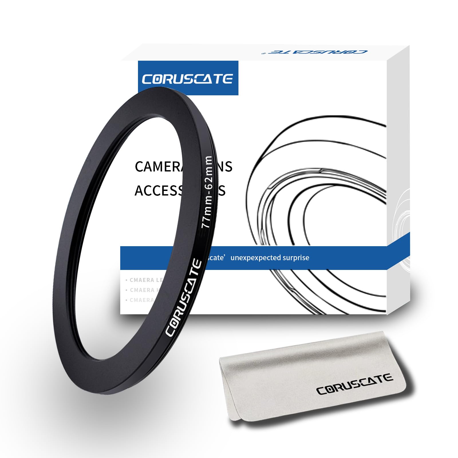 77mm to 62mm Camera Filter Ring,Lens Adapter,Change The Filter or Lens Size from 77mm reduce or 62mm.Compatible 62mm Camera Accessory,Made of Anodized Aluminum.+Lens Cleaning Cloth