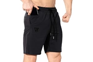ZENWILL Mens Gym Workout Shorts,Hidden Zip Men's Sports Athletic Shorts Cotton Bodyboding Fitness Shorts with Pockets