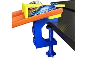 CIMIDORE Clamp and 2 Lane Starter Gate Compatible with 1/64 Cars for Attaching to Tables for Racetracks