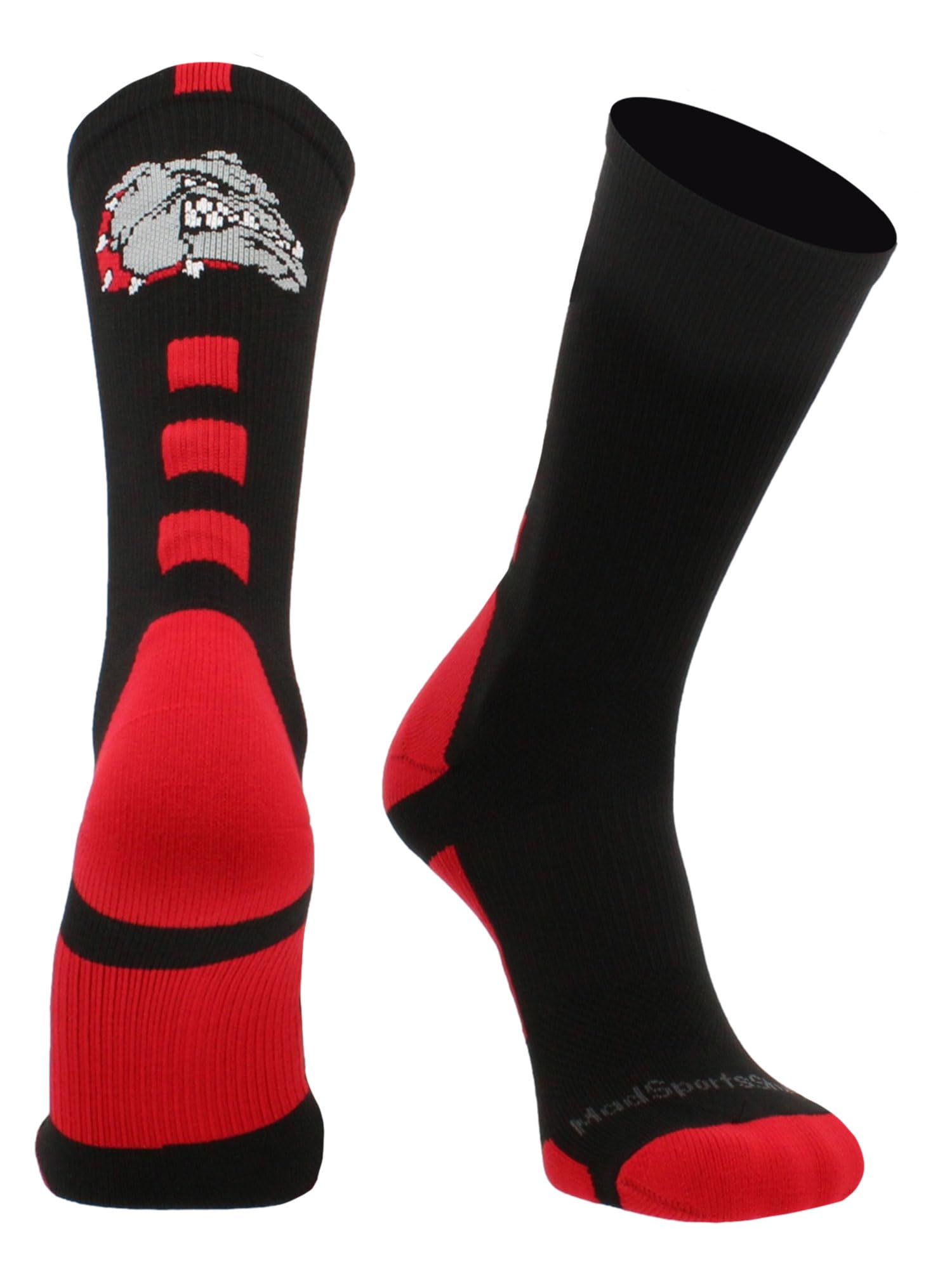 MadSportsStuff Bulldogs Logo Athletic Crew Calcetines (negro/escarlata, pequeño)