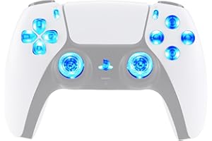 eXtremeRate Multi-Colors Luminated D-pad Thumbstick Share Option Home Face Buttons for PS5 Controller BDM-030 040 050, Clear Buttons 7 Colors 9 Modes DTF LED Kit for PS5 Controller - NO Controller